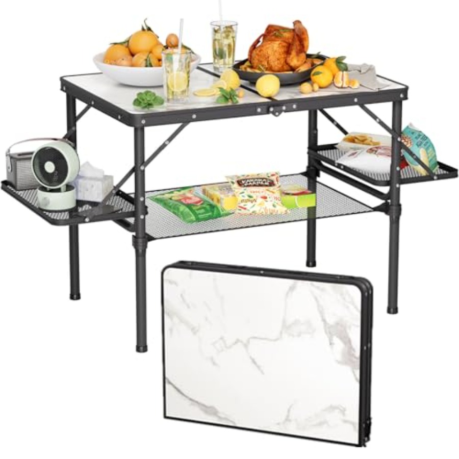 Outdoor Camping Table With Storage - 3ft Folding Camping Table Aluminum Outdoor