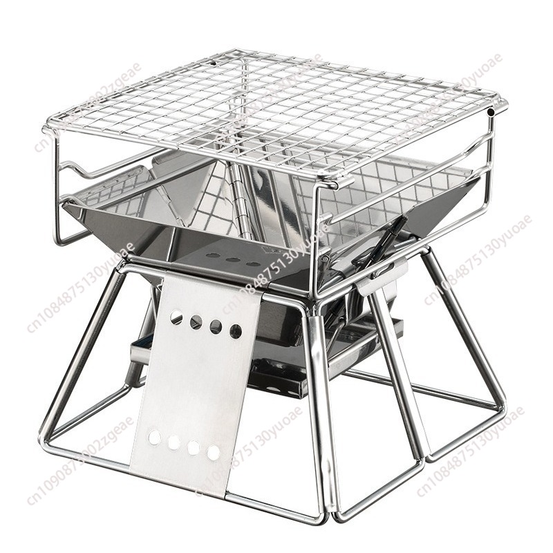 Outdoor Camping Fire Pit - Portable Stainless Steel Folding Camping BBQ