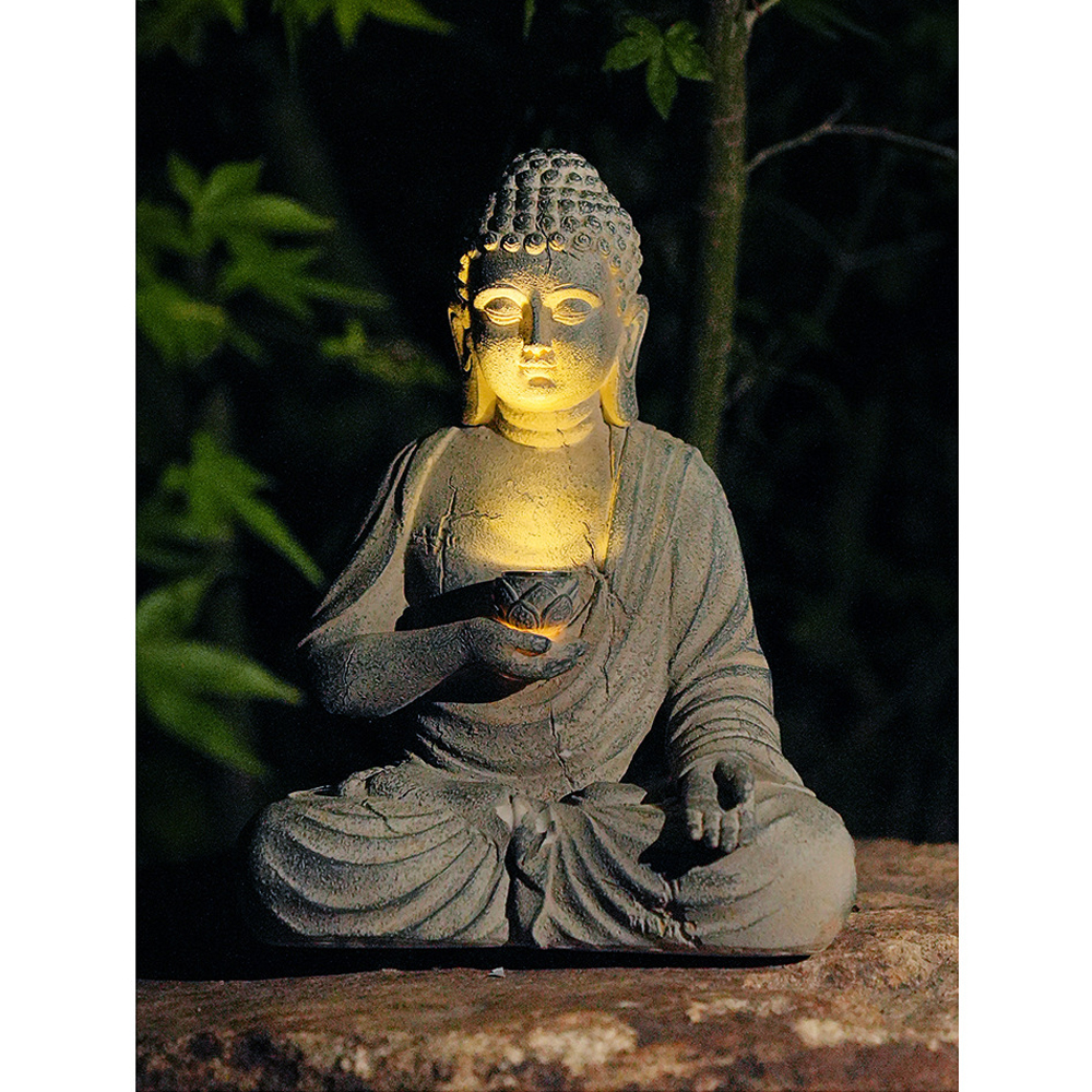 Outdoor Camping Japan - Resin Solar Buddha Statue Sculpture Garden
