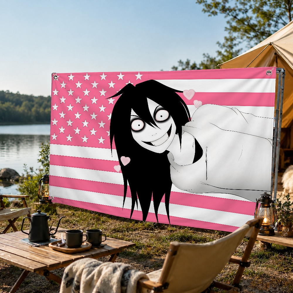 Outdoor Camping Wallpaper - Cartoon Jeff the Killer wallpaper flag