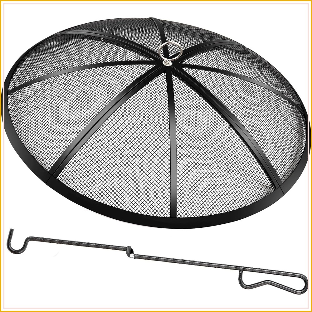 Outdoor Camping Fire Pit - 27 Inch Fire Pit Spark Screen