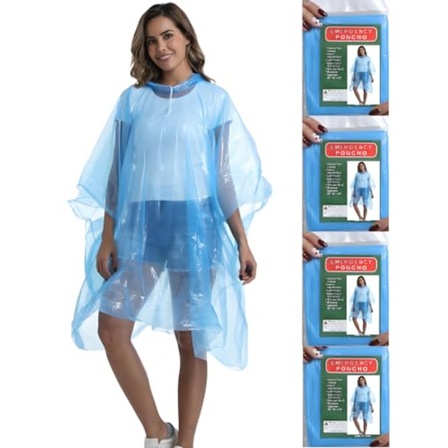 Camping Rain Poncho - 4/6/12 Pack Disposable Rain Ponchos for