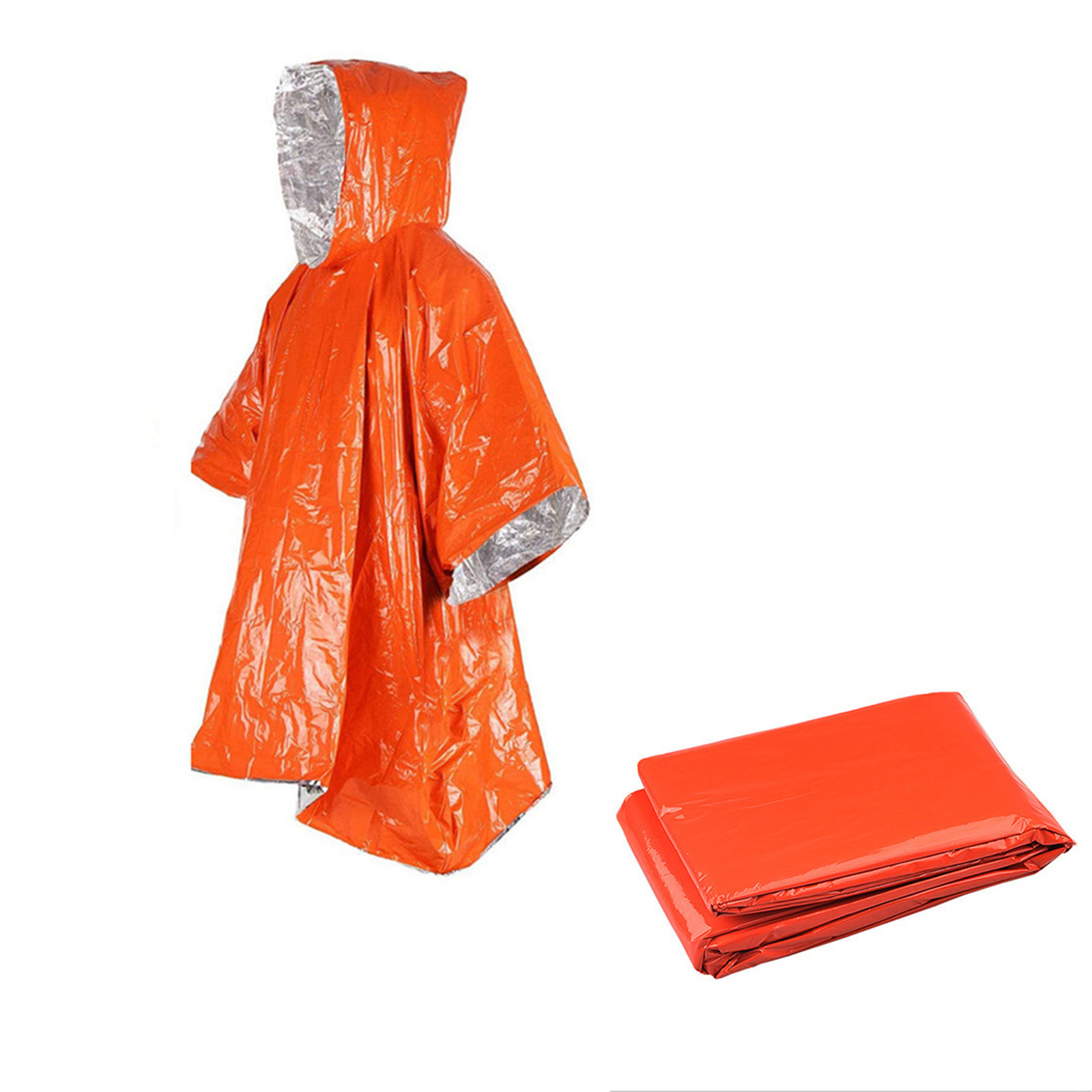 Camping Rain Poncho - Emergency Disposable Aluminum Film Rain Poncho