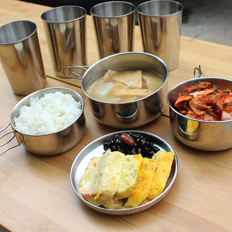 8pcs/set Stainless Steel Outdo - Outdoor Camping Kitchen Set ulasan dan harga