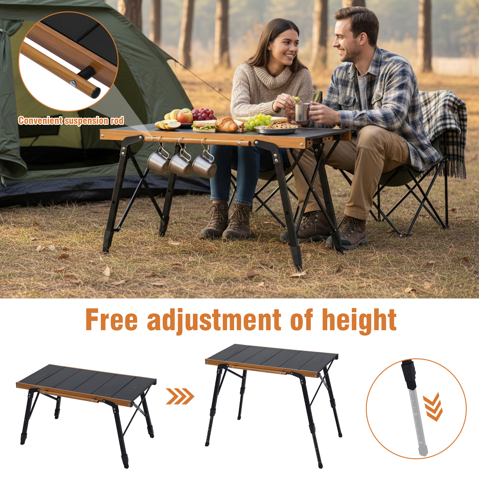 Portable Camping Table with St - Outdoor Camping Table With Storage ulasan dan harga