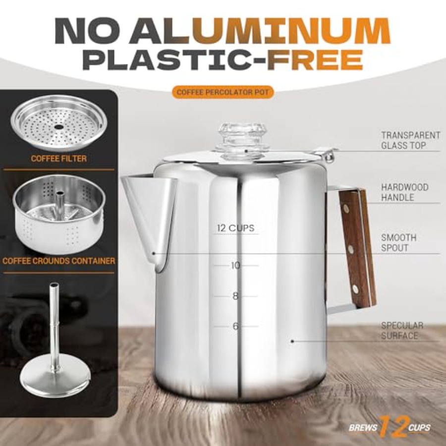 Percolator Coffee Pot Stainles - Camp Percolator Coffee ulasan dan harga