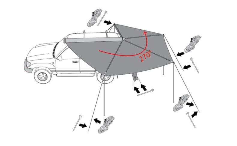Off-road Car Side Roof Top Ten - Outdoor Camping Awning ulasan dan harga