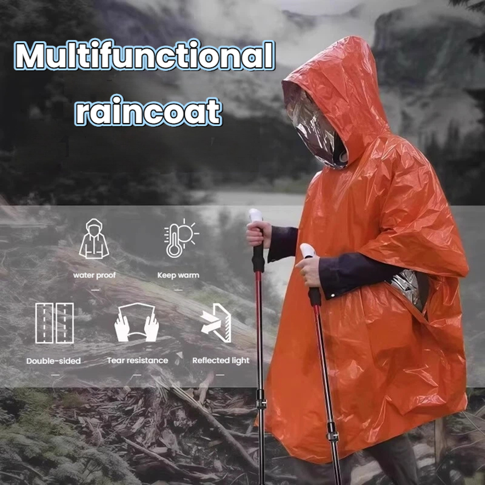 Portable Outdoor Emergency Rai - Camping Rain Poncho ulasan dan harga