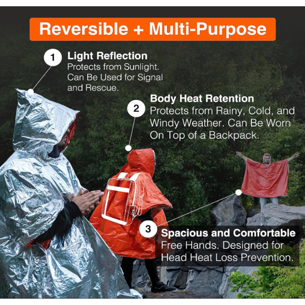 Portable Outdoor Emergency Rai - Camping Rain Poncho ulasan dan harga