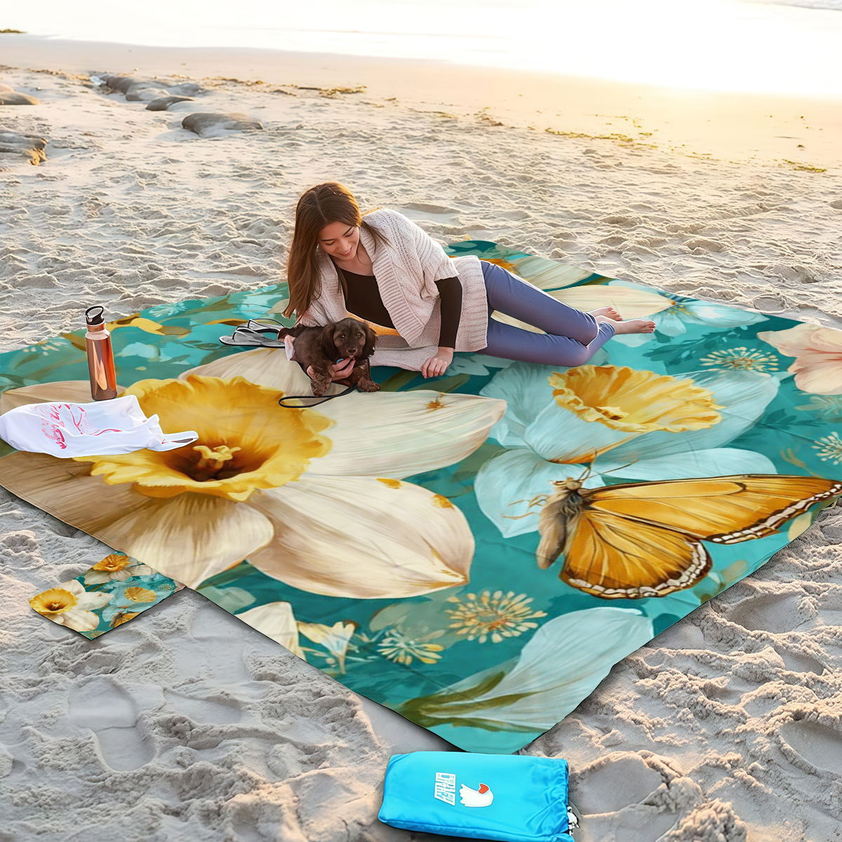 200x200cm Jasmine Flower Beach - Outdoor Camping Mats Large ulasan dan harga