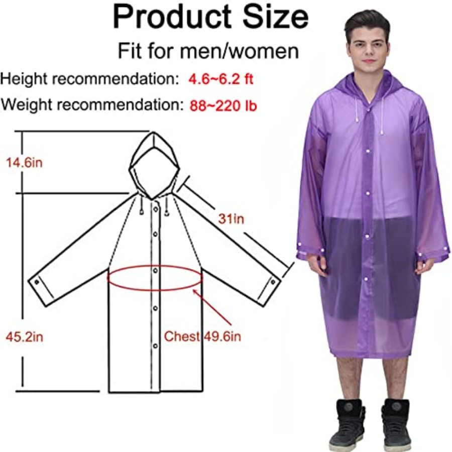 Rain Ponchos Raincoats for Adu - Camping Rain Poncho ulasan dan harga