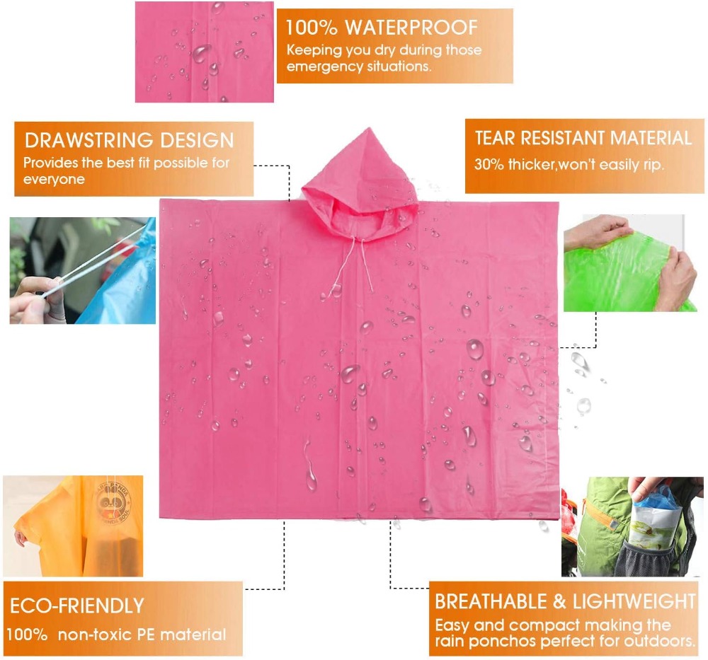 Disposable Rain Ponchos for Ad - Camping Rain Poncho ulasan dan harga