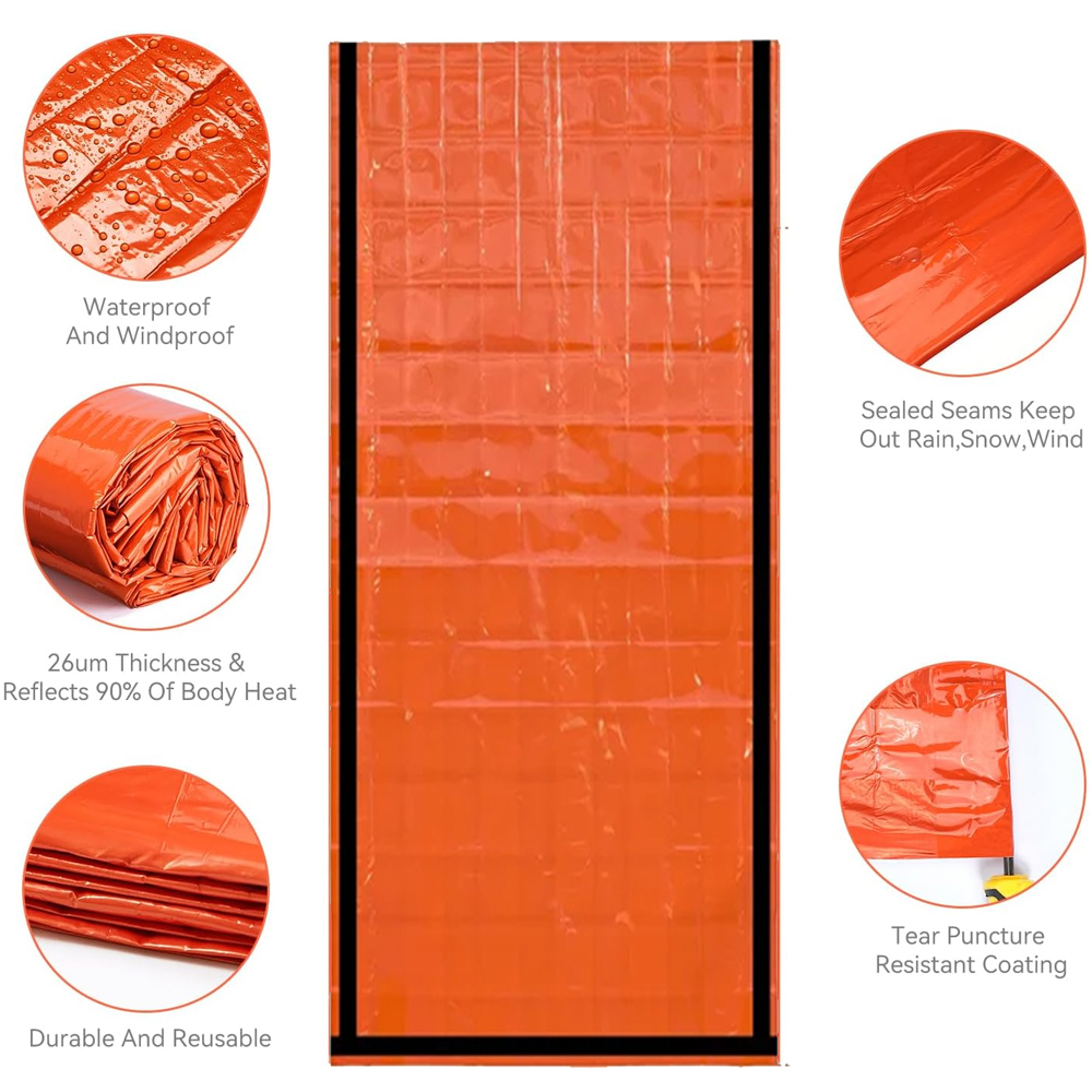 Emergency Sleeping Bag Surviva - Camping Rain Poncho ulasan dan harga