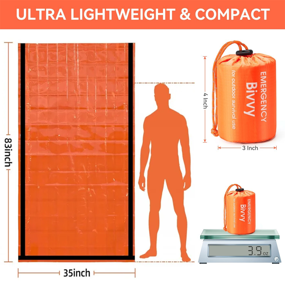 Emergency Sleeping Bag Surviva - Camping Rain Poncho ulasan dan harga