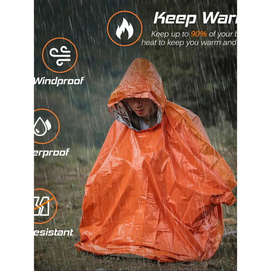 Emergency Rain Poncho Thermal  - Camping Rain Poncho ulasan dan harga