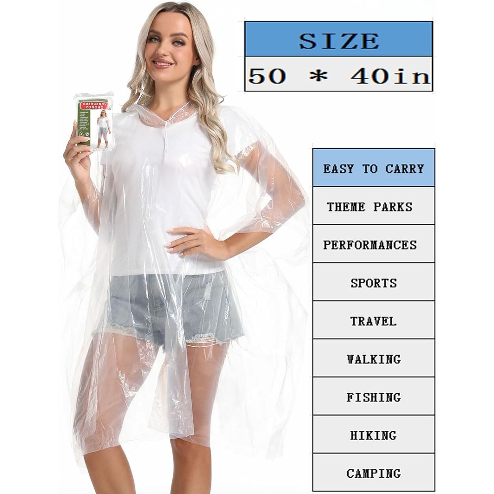 12 Pack Disposable Rain Poncho - Camping Rain Poncho ulasan dan harga
