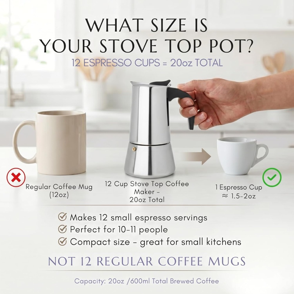 12 Cup Stovetop Espresso Maker - Camp Percolator Coffee ulasan dan harga