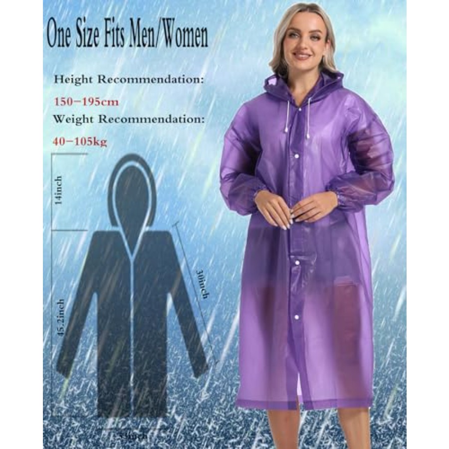 Rain Coats for Adults, 2 Pack  - Camping Rain Poncho ulasan dan harga