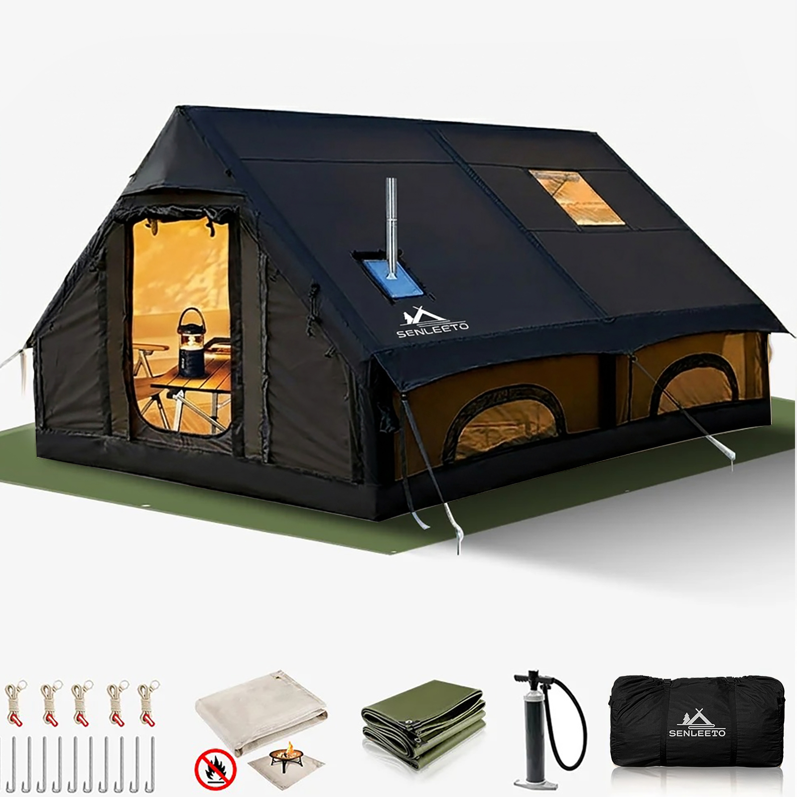 SENLEETO 129FT² Black Inflatab - Outdoor Camping Mats Large ulasan dan harga