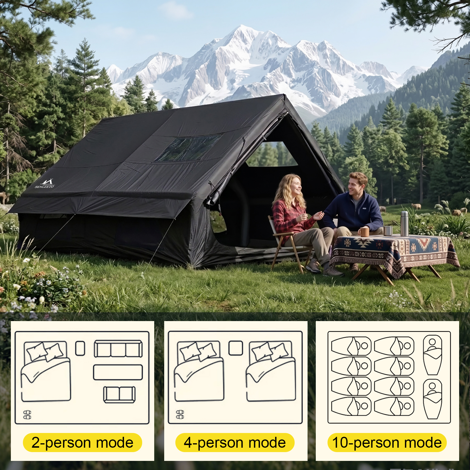 SENLEETO 129FT² Black Inflatab - Outdoor Camping Mats Large ulasan dan harga