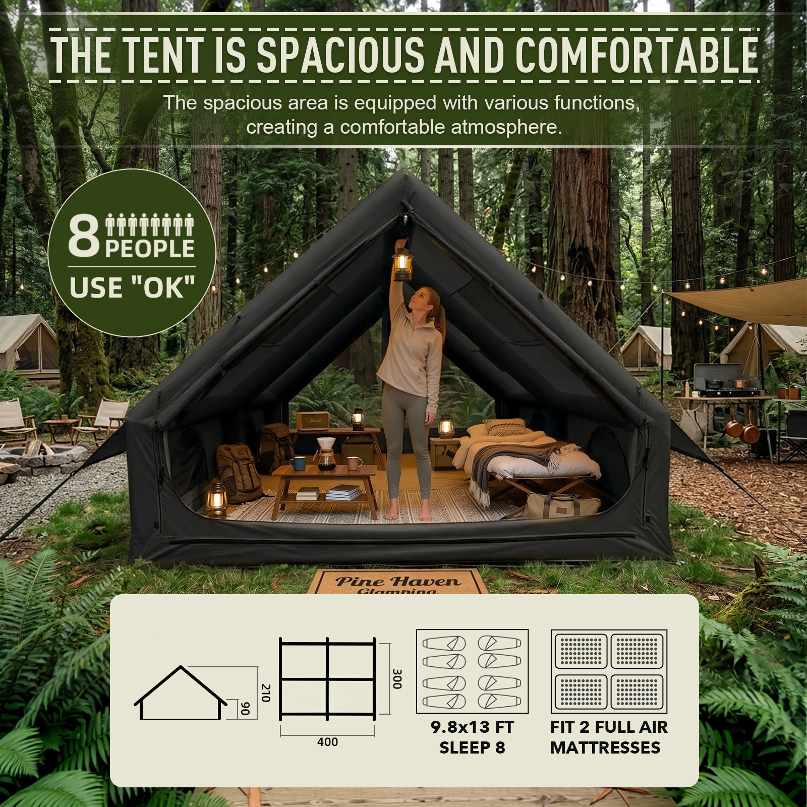 SENLEETO 129FT² Black Inflatab - Outdoor Camping Mats Large ulasan dan harga
