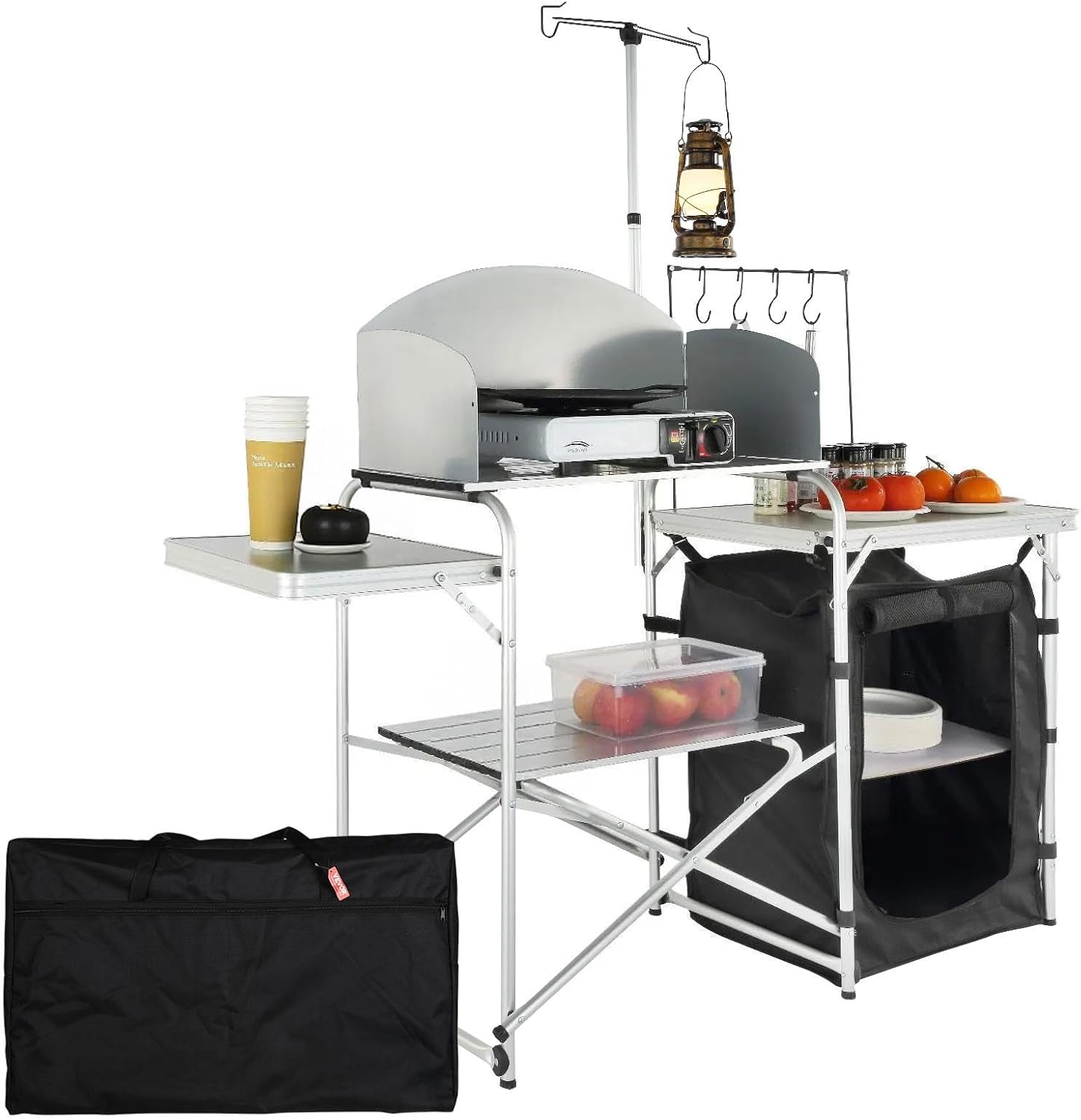 Camping Kitchen Table, Folding - Outdoor Camping Table With Storage ulasan dan harga