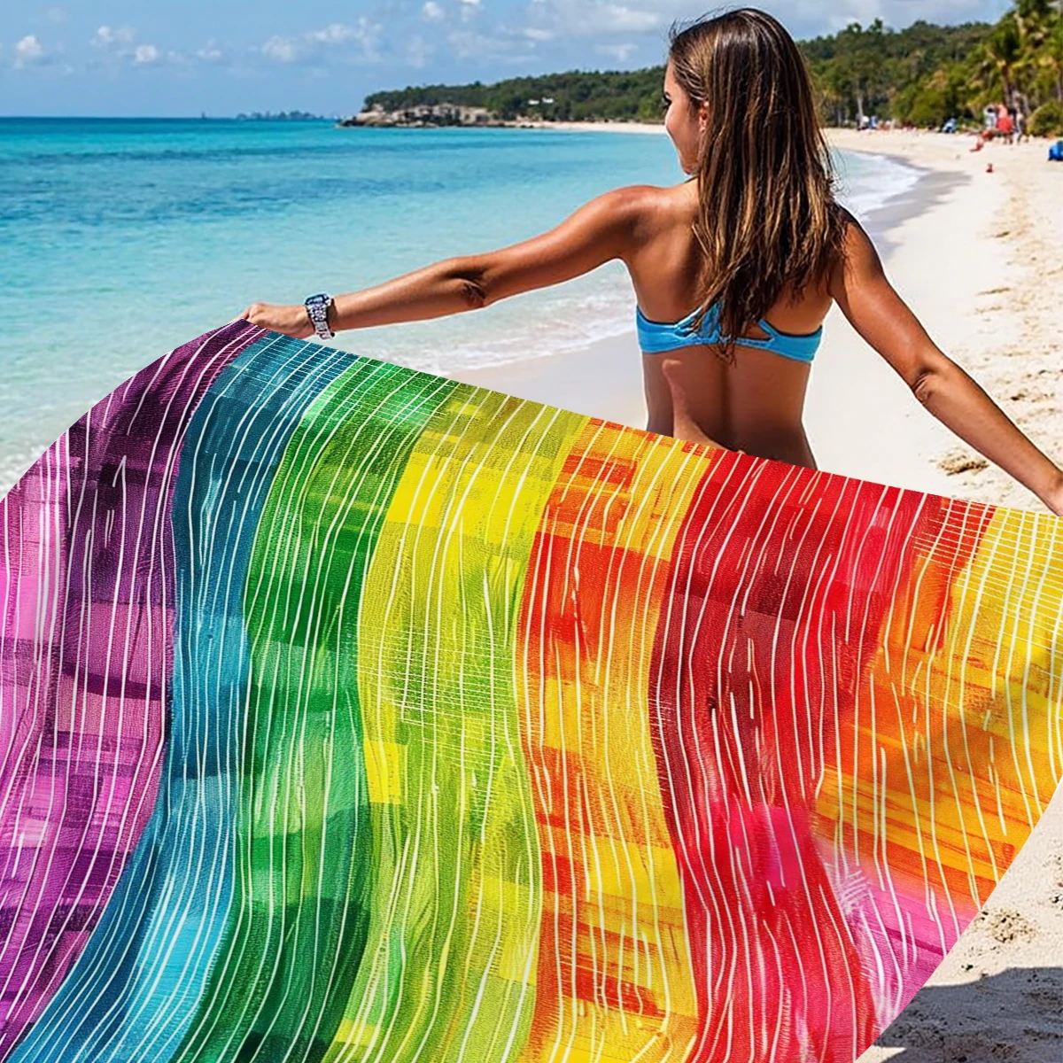 200x240cm Rainbow Beach Mat Sa - Outdoor Camping Mats Large ulasan dan harga