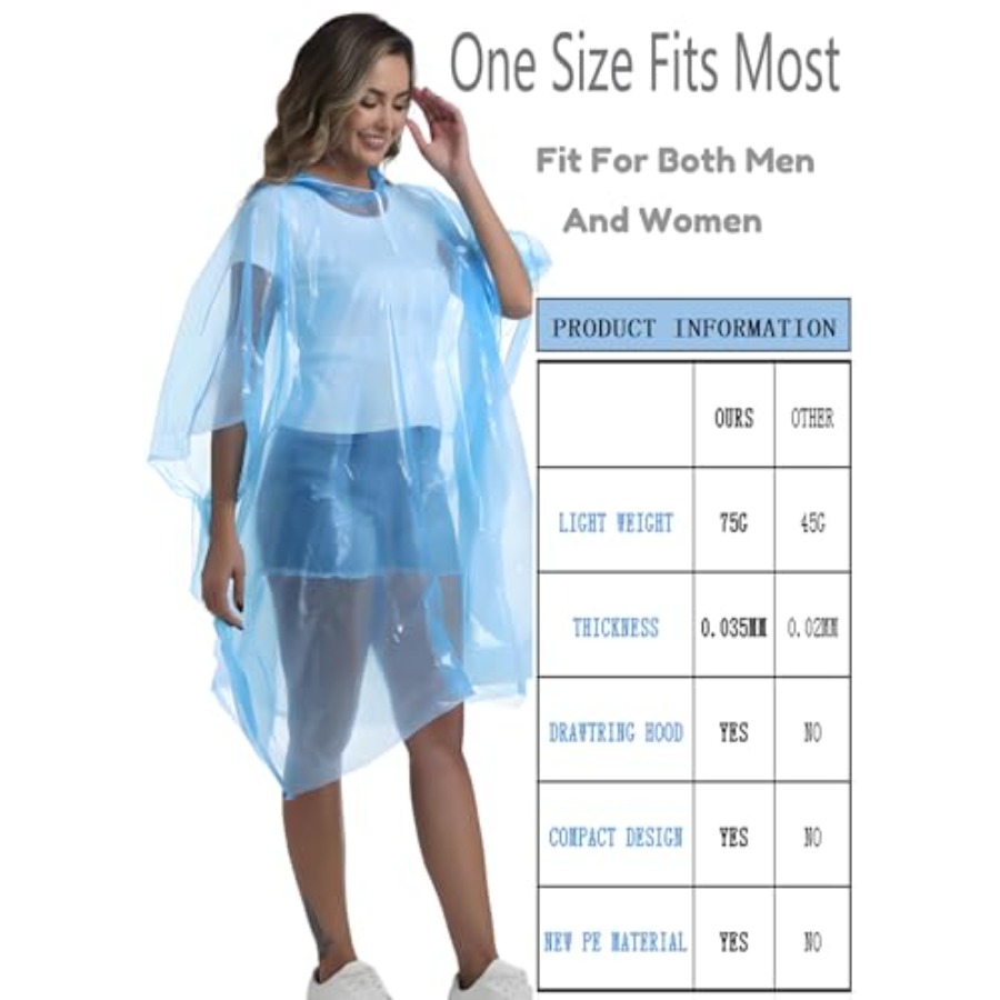 4/6/12 Pack Disposable Rain Po - Camping Rain Poncho ulasan dan harga