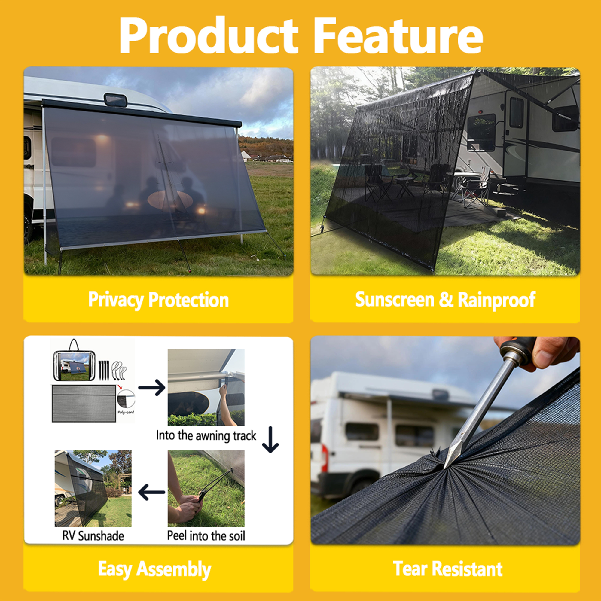 Custom Pattern UV Resistant Fo - Outdoor Camping Awning ulasan dan harga
