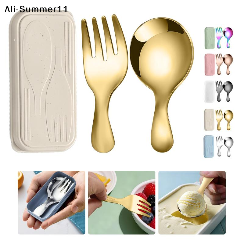 【A6L】Steel Tableware Set Spoon - Outdoor Camping Box ulasan dan harga