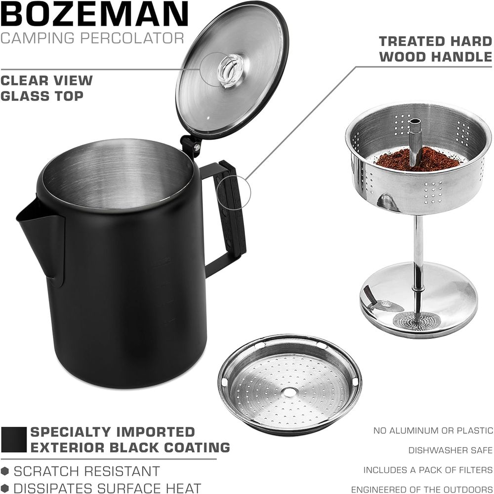12-Cup Stainless Steel Percola - Camp Percolator Coffee ulasan dan harga