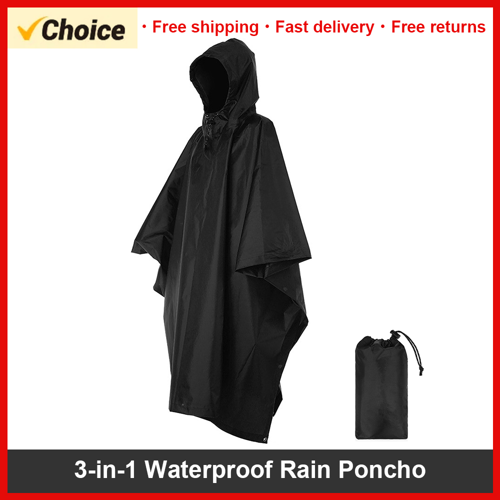 3-in-1 Waterproof Rain Poncho  - Outdoor Camping Mat Waterproof ulasan dan harga